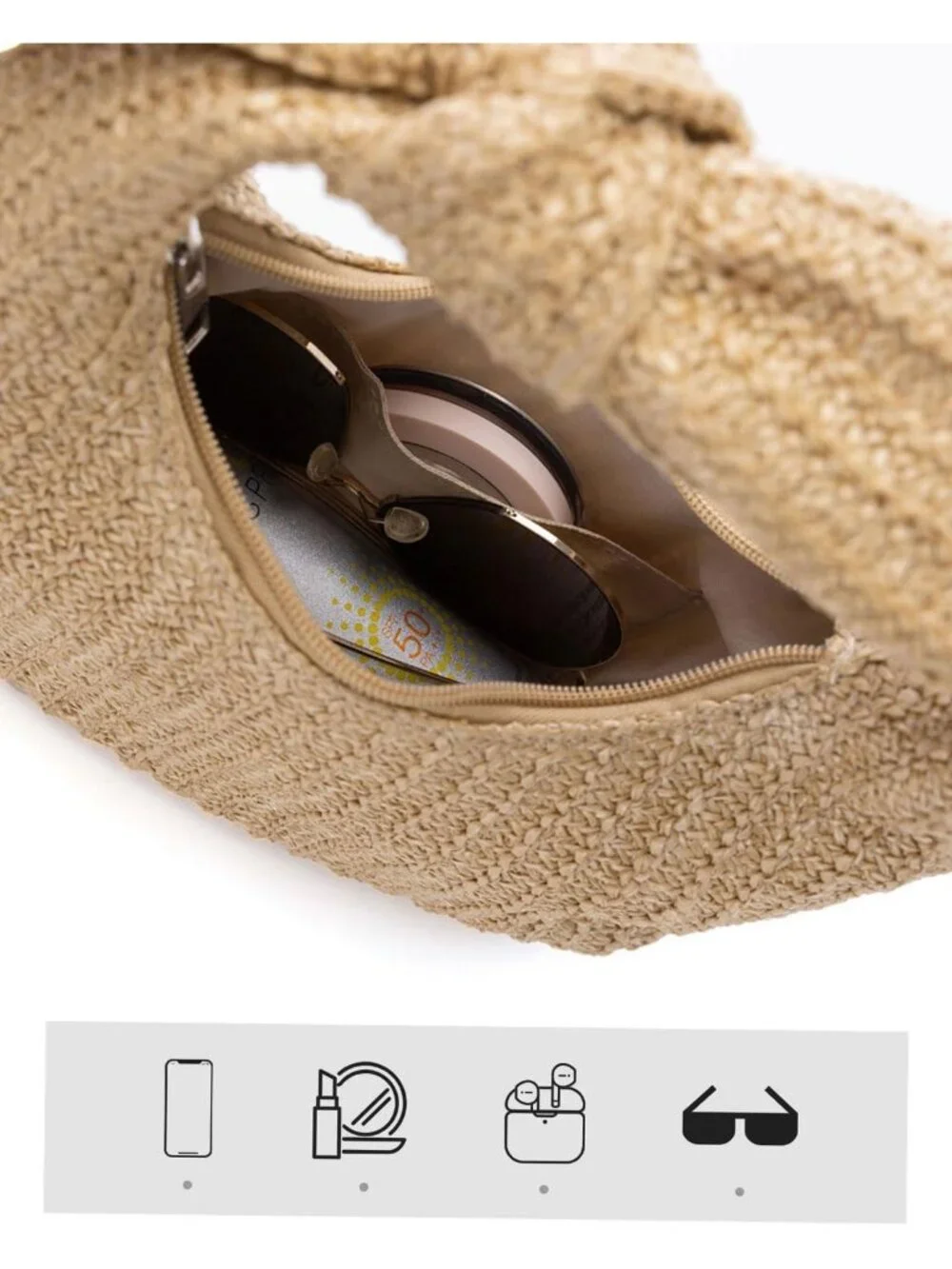 Women’s Rainbow4 Straw Woven Clutch Purse Crossbody Evening Wedding Handbag